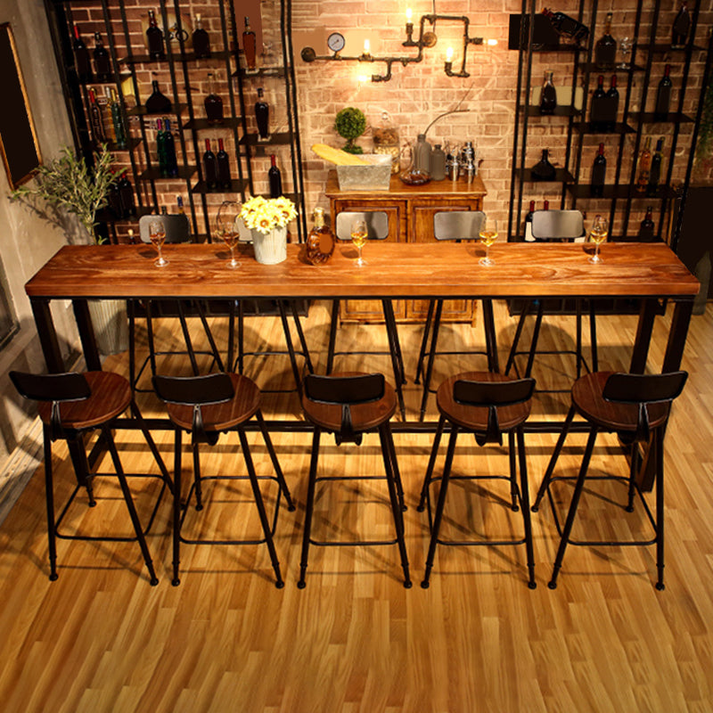 Modern Bar Table Black Iron Solid Wood Pub Table for Outdoor