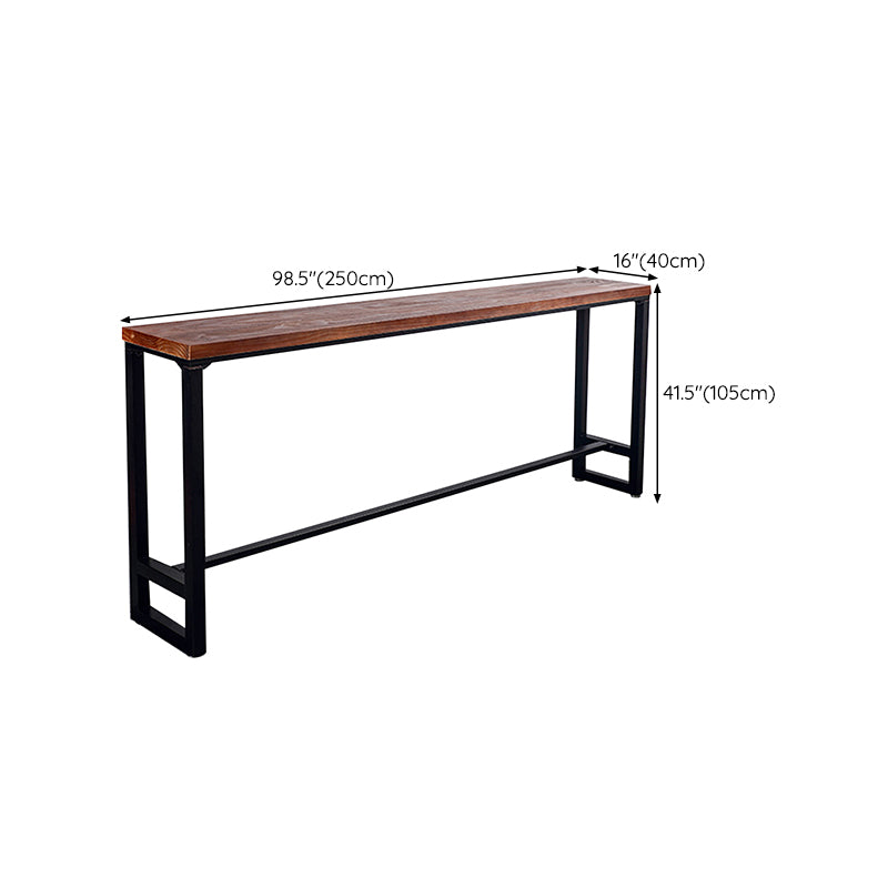 Modern Bar Table Black Iron Solid Wood Pub Table for Outdoor