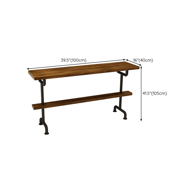 Modern Pub Height Dining Table Iron Solid Wood Pub Table for Patio