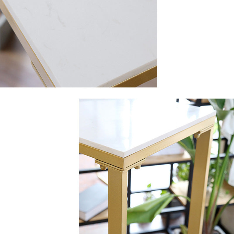 Glam Bar-height Table White Stone Top Pub Table with Gold Base