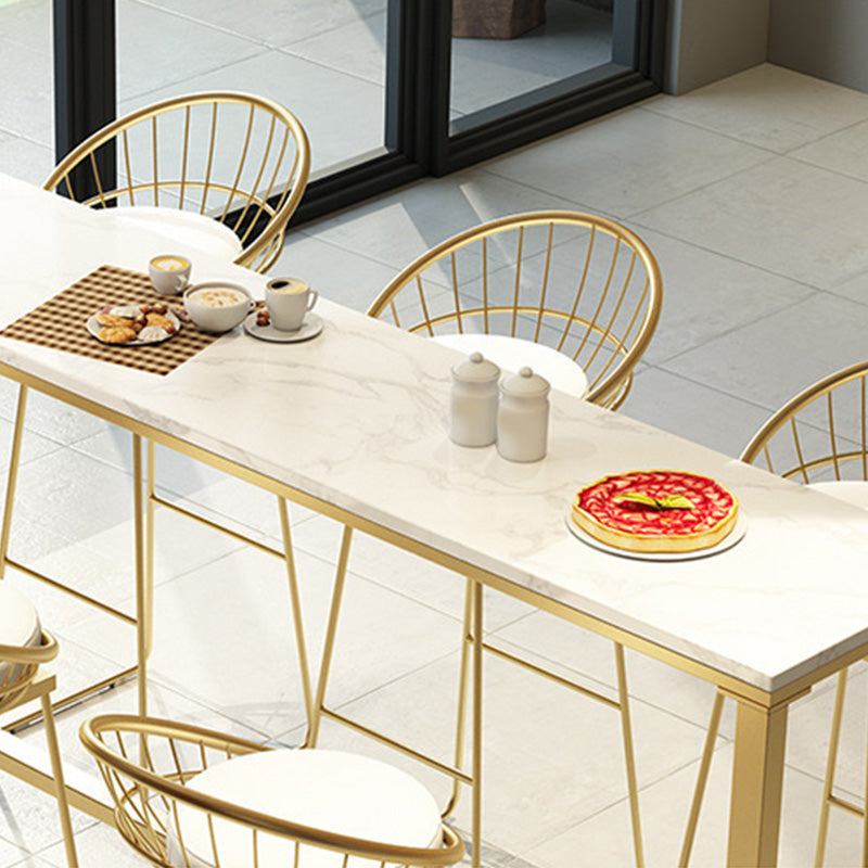 Modern Bar-height Table with Faux Marble Top Table for Patio Use