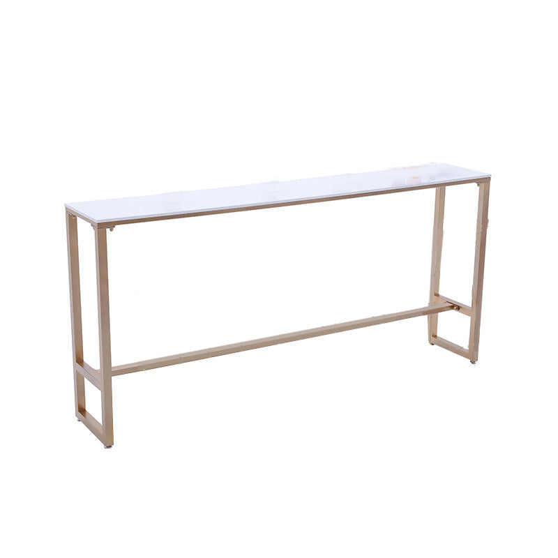 Glam Bar-height Table with Faux Marble Top Table for Patio Use