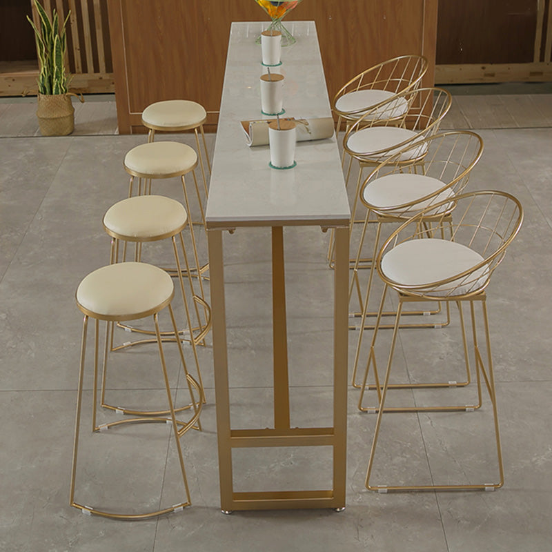 Glam Bar-height Table with Faux Marble Top Table for Patio Use