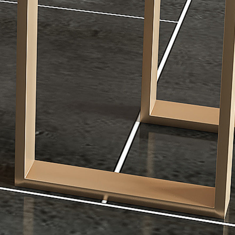 Glam Rectangle Bar Table Faux Marble Top Table for Patio Use