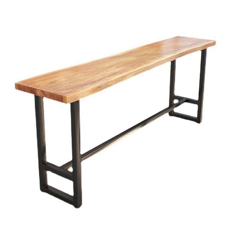Wood Top Table Metal Black Base Rectangle Bar Table for Patio Use
