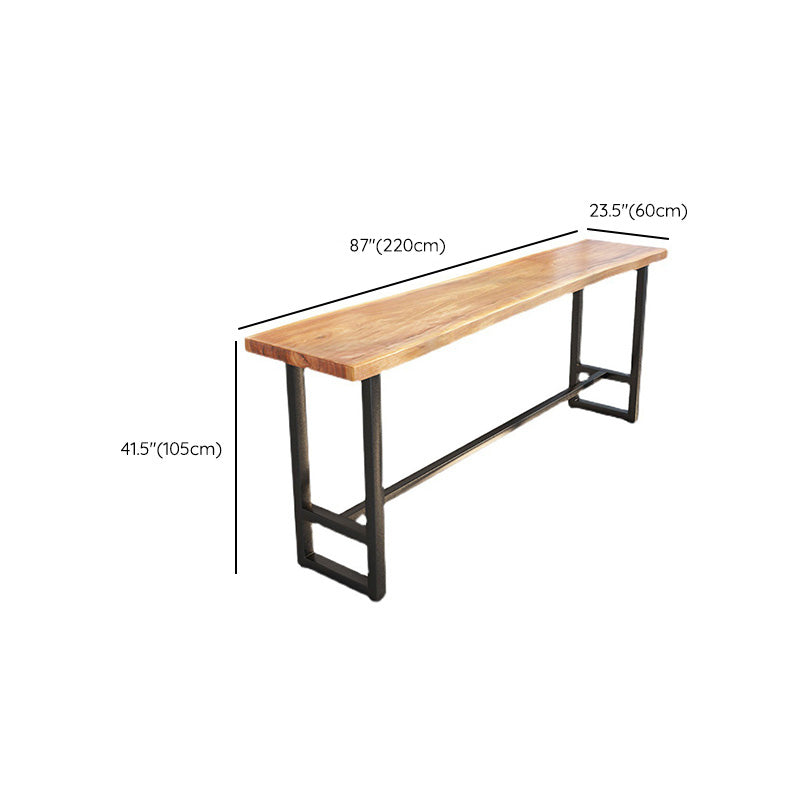 Wood Top Table Metal Black Base Rectangle Bar Table for Patio Use