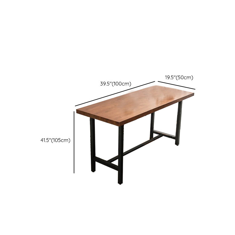 Modern Metal Base Bar Table Rectangular Wood Top Bistro Pub Table