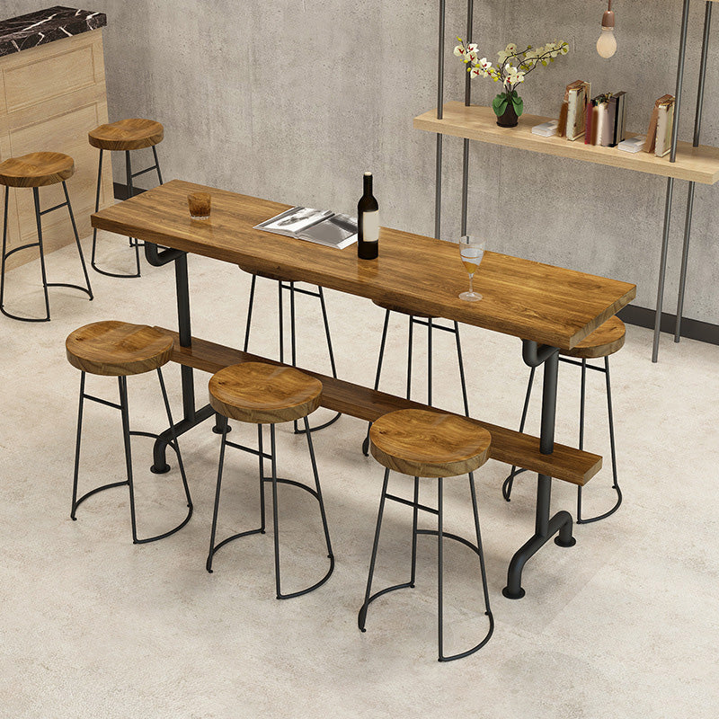Industrial Style Bar Table Bistro Pub Table with Metal Black Base