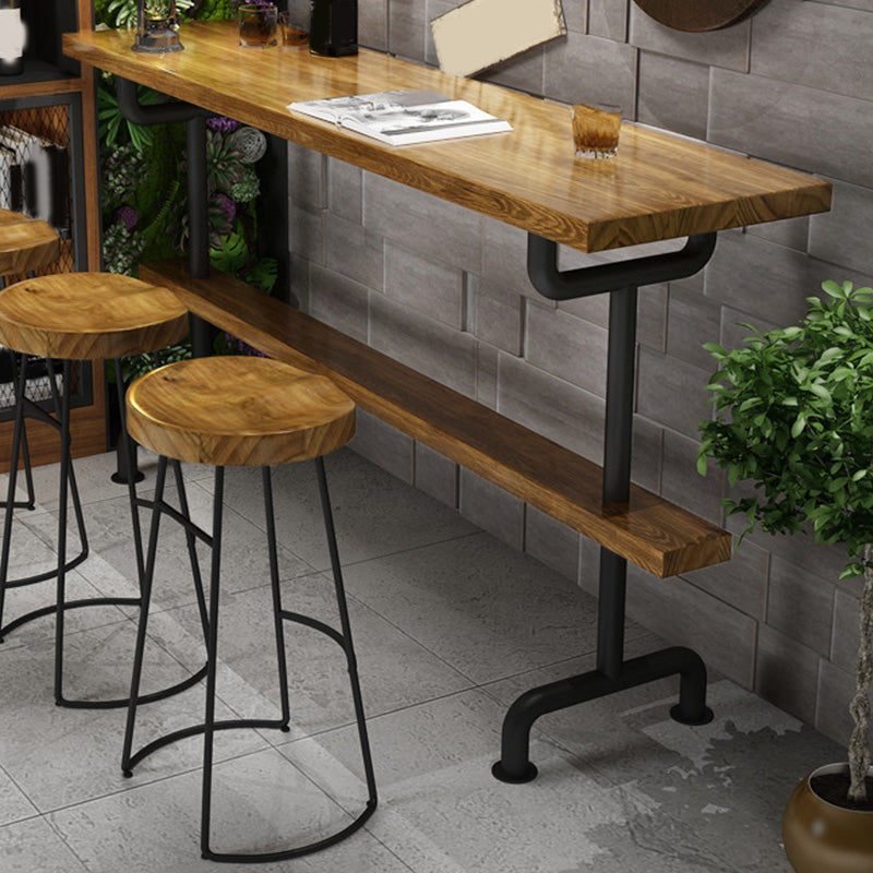 Industrial Style Bar Table Bistro Pub Table with Metal Black Base