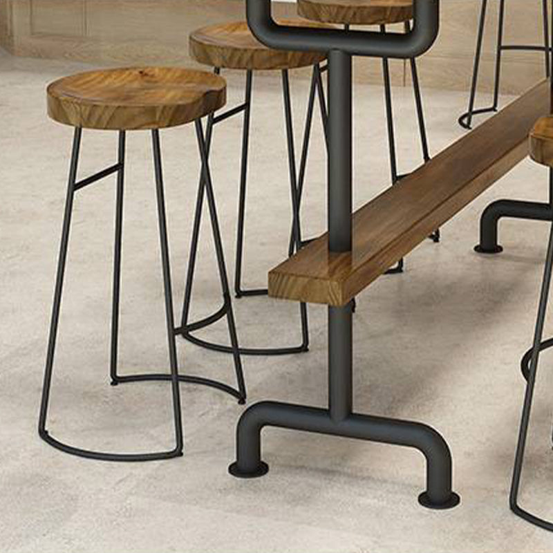 Industrial Style Bar Table Bistro Pub Table with Metal Black Base