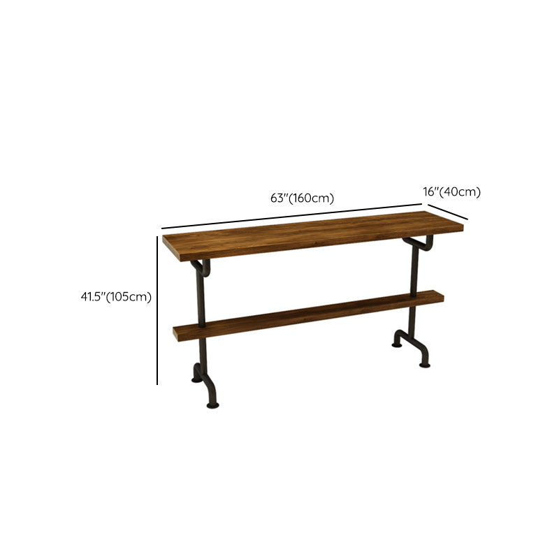 Industrial Style Bar Table Bistro Pub Table with Metal Black Base