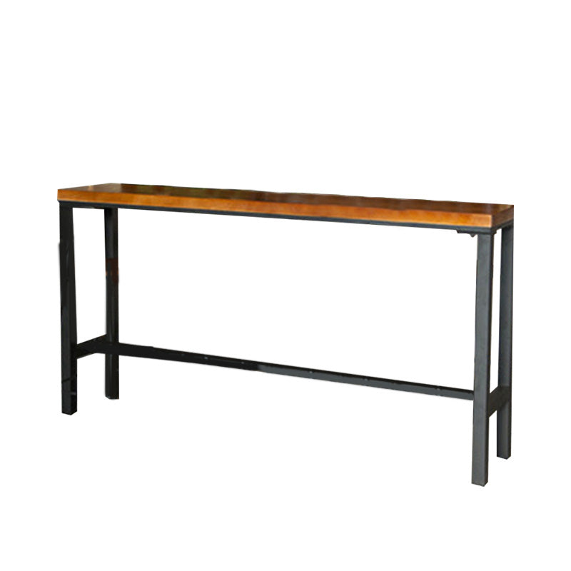 Industrial Style Bar Table Black Iron Solid Wood Bistro Pub Table