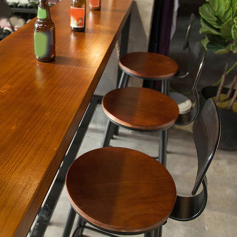 Industrial Style Bar Table Black Iron Solid Wood Bistro Pub Table