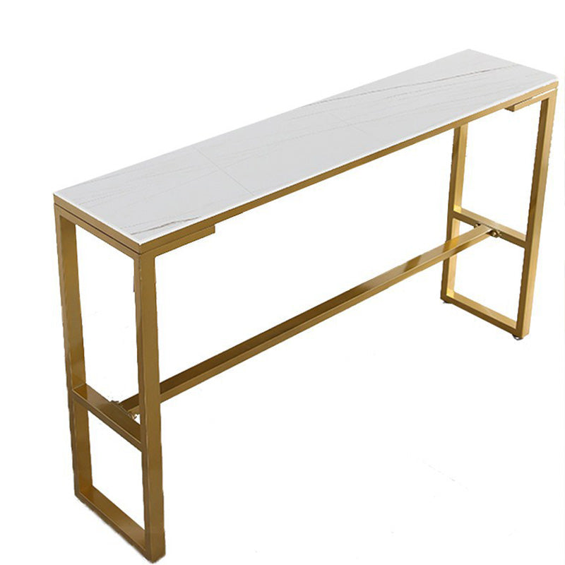 Stone Top Table Industrial Style Bistro Pub Table with Metal Base