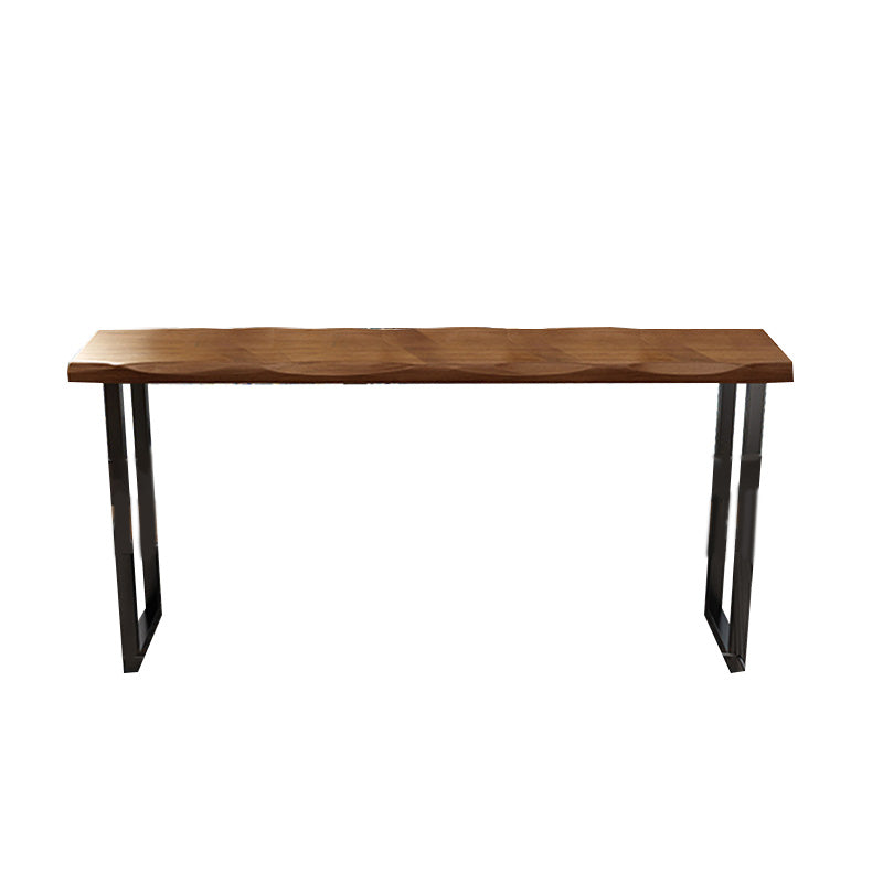 Wood Top Table Industrial Style Rectangle Pub Table for Patio Use