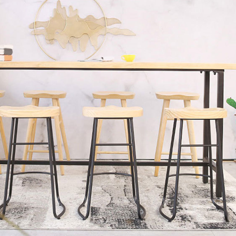 Metal 41.3-inch Bar Table Rectangular Wood Top Bistro Pub Table with Black Base