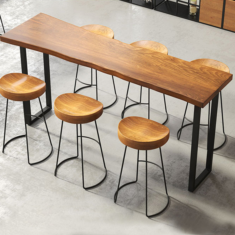 Rectangular Bar-height Table Solid Wood 41.3"H Pub Table with Metal Base