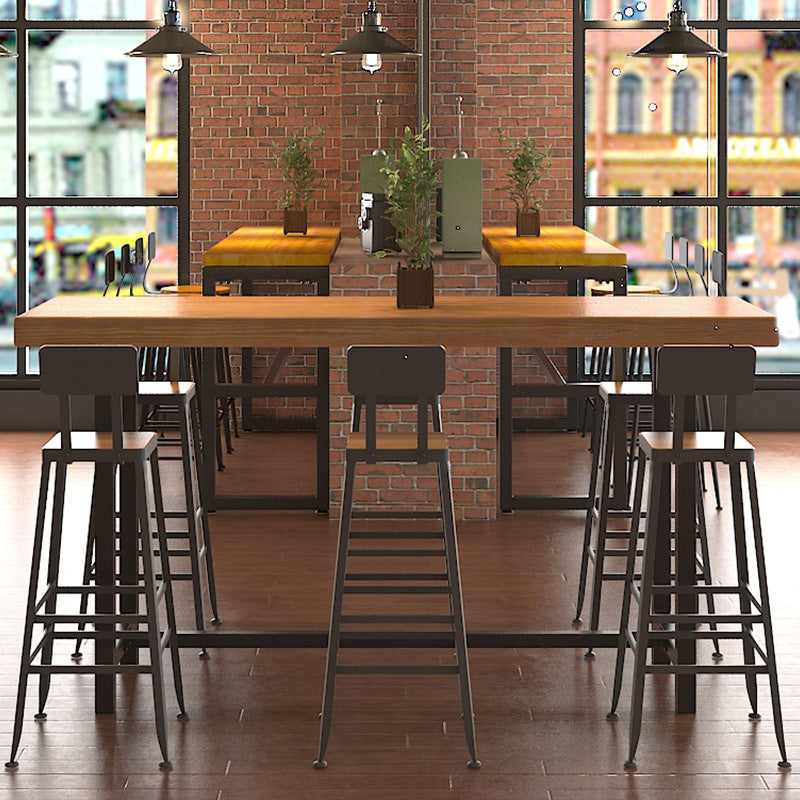 Industrial Style Wood Counter Table Rectangle Counter Table for Home