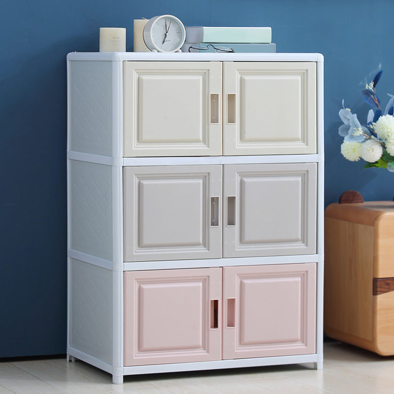 Contemporary Hinged Storage Cabinet Plastic Non-Hanging Armoire