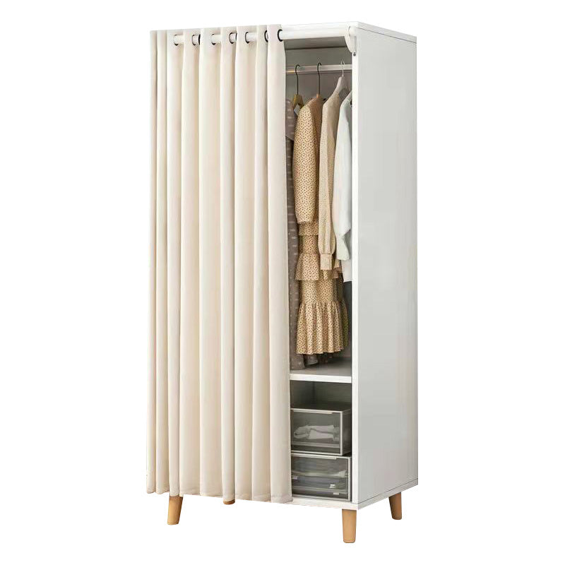 Bedroom Storage Cabinet with Clothes Rail Modern Cabinet with Wooden Legs