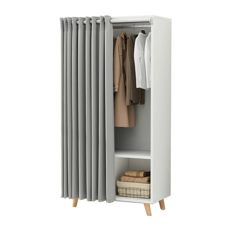 Bedroom Storage Cabinet with Clothes Rail Modern Cabinet with Wooden Legs