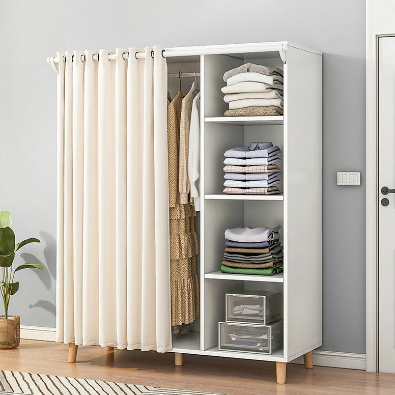 Bedroom Storage Cabinet with Clothes Rail Modern Cabinet with Wooden Legs