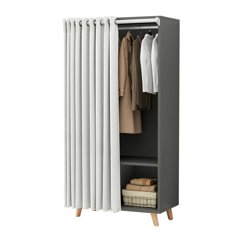 Bedroom Storage Cabinet with Clothes Rail Modern Cabinet with Wooden Legs