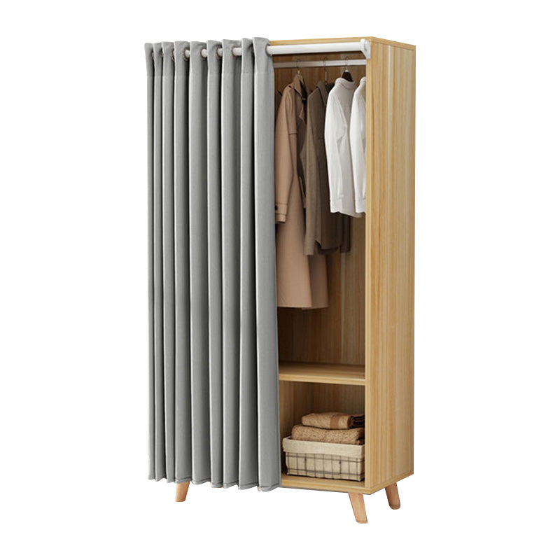 Bedroom Storage Cabinet with Clothes Rail Modern Cabinet with Wooden Legs