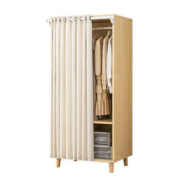 Bedroom Storage Cabinet with Clothes Rail Modern Cabinet with Wooden Legs
