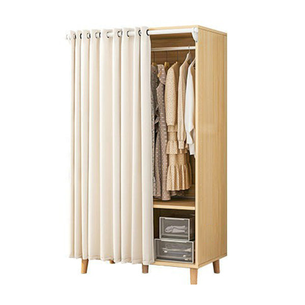 Bedroom Storage Cabinet with Clothes Rail Modern Cabinet with Wooden Legs