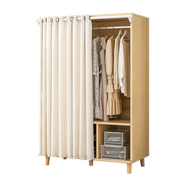 Bedroom Storage Cabinet with Clothes Rail Modern Cabinet with Wooden Legs