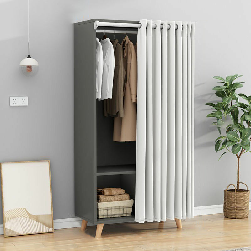 Bedroom Storage Cabinet with Clothes Rail Modern Cabinet with Wooden Legs