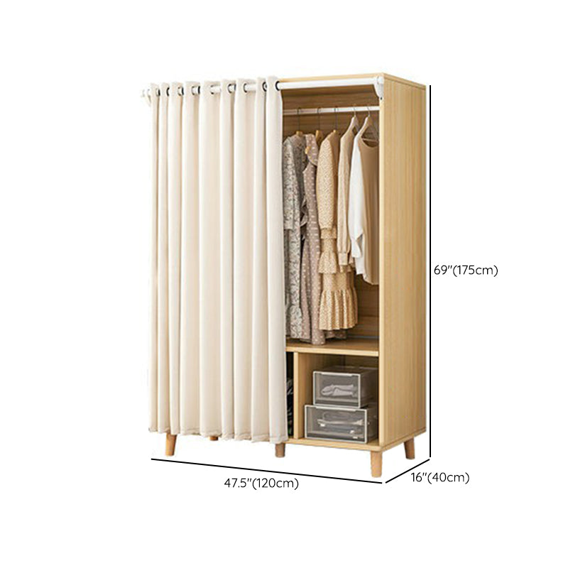 Bedroom Storage Cabinet with Clothes Rail Modern Cabinet with Wooden Legs