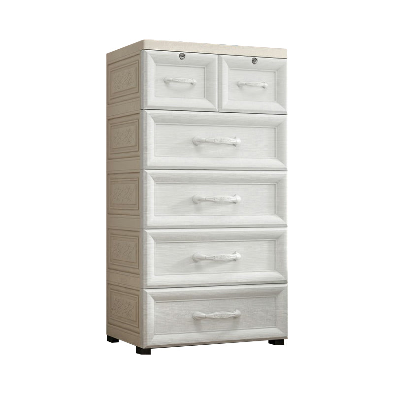 Contemporary Wardrobe Armoire with Drawer Plastic Non-Hanging Armoire