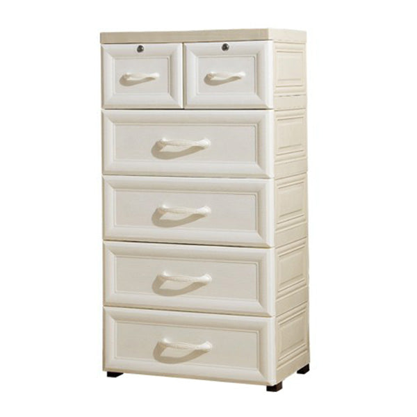 Contemporary Wardrobe Armoire with Drawer Plastic Non-Hanging Armoire