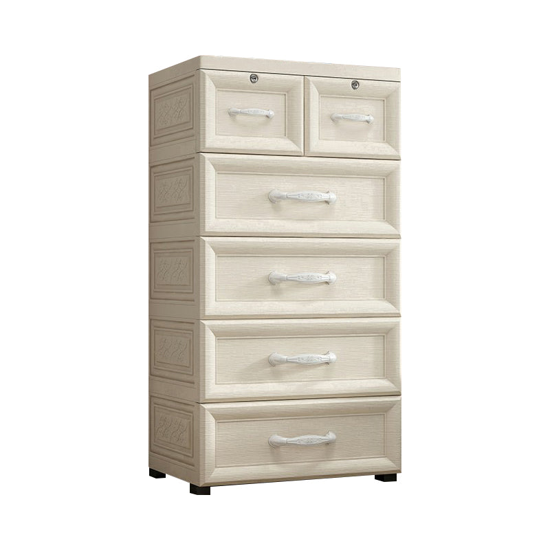 Contemporary Wardrobe Armoire with Drawer Plastic Non-Hanging Armoire