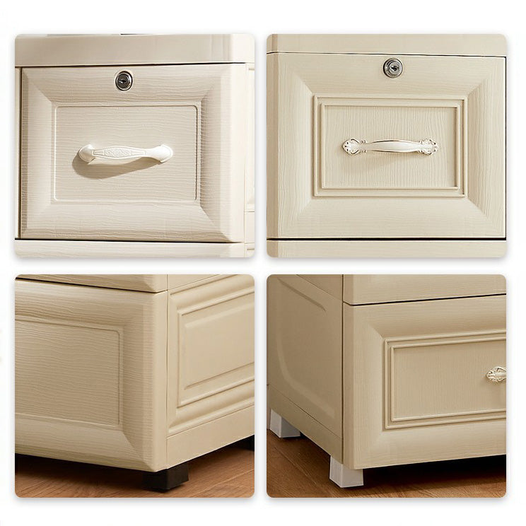 Contemporary Wardrobe Armoire with Drawer Plastic Non-Hanging Armoire