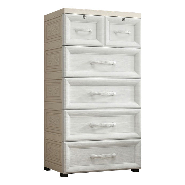 Contemporary Wardrobe Armoire with Drawer Plastic Non-Hanging Armoire