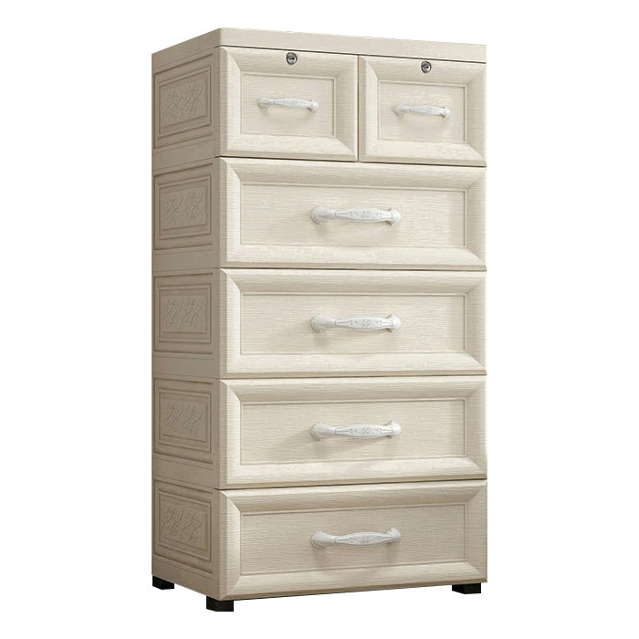 Contemporary Wardrobe Armoire with Drawer Plastic Non-Hanging Armoire