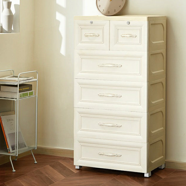 Contemporary Wardrobe Armoire with Drawer Plastic Non-Hanging Armoire