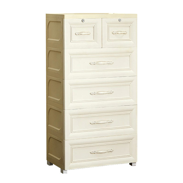 Contemporary Wardrobe Armoire with Drawer Plastic Non-Hanging Armoire