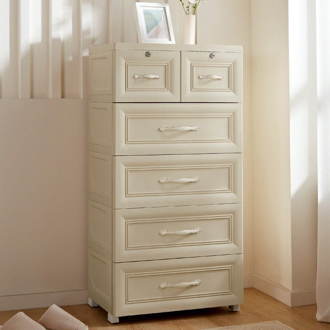 Contemporary Wardrobe Armoire with Drawer Plastic Non-Hanging Armoire