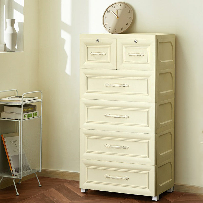 Contemporary Wardrobe Armoire with Drawer Plastic Non-Hanging Armoire