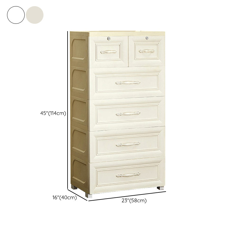Contemporary Wardrobe Armoire with Drawer Plastic Non-Hanging Armoire