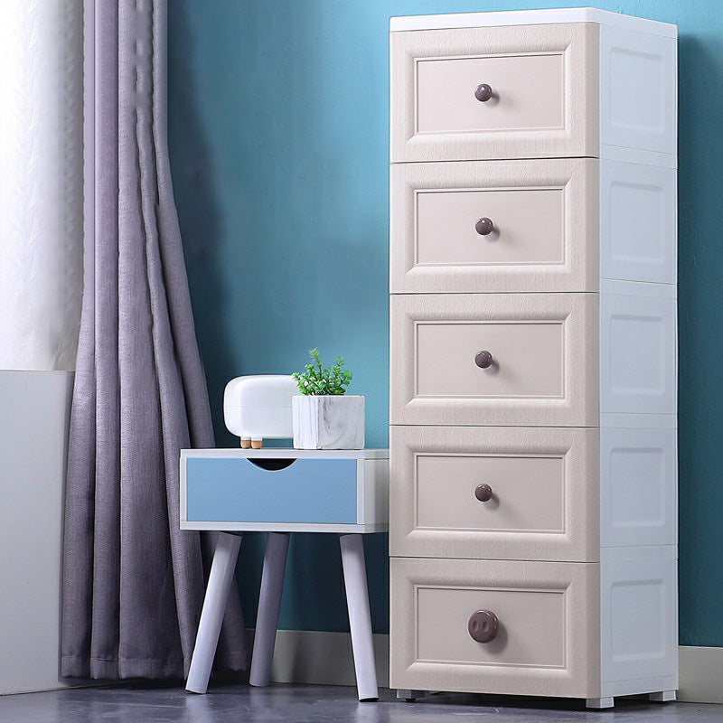 Plastic 5-drawer Storage Cabinet Modern Wardrobe Armoire with Legs
