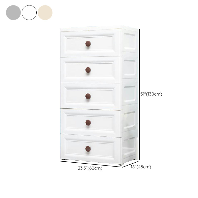 Plastic 5-drawer Storage Cabinet Modern Wardrobe Armoire with Legs