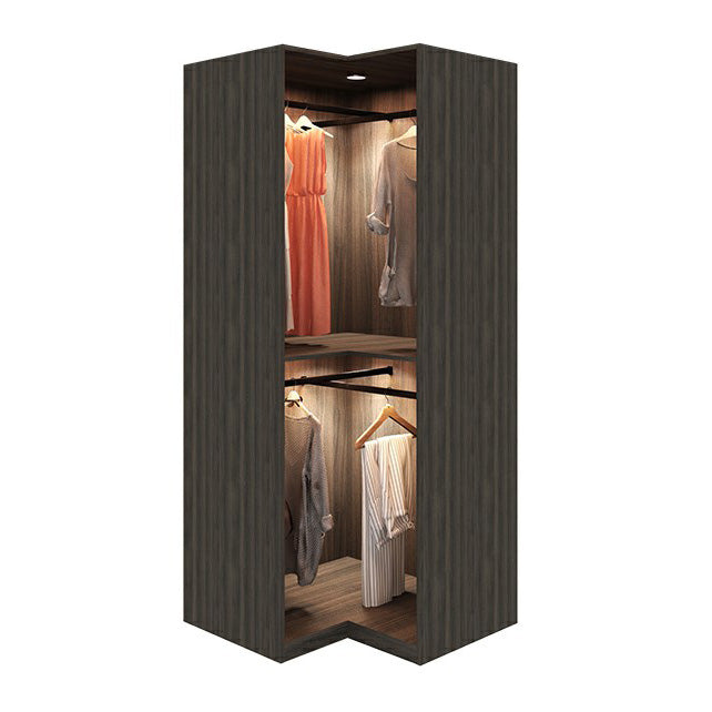 Modern Black Wardrobe for Home Mirrored Finish Cabinet with Glass Doors