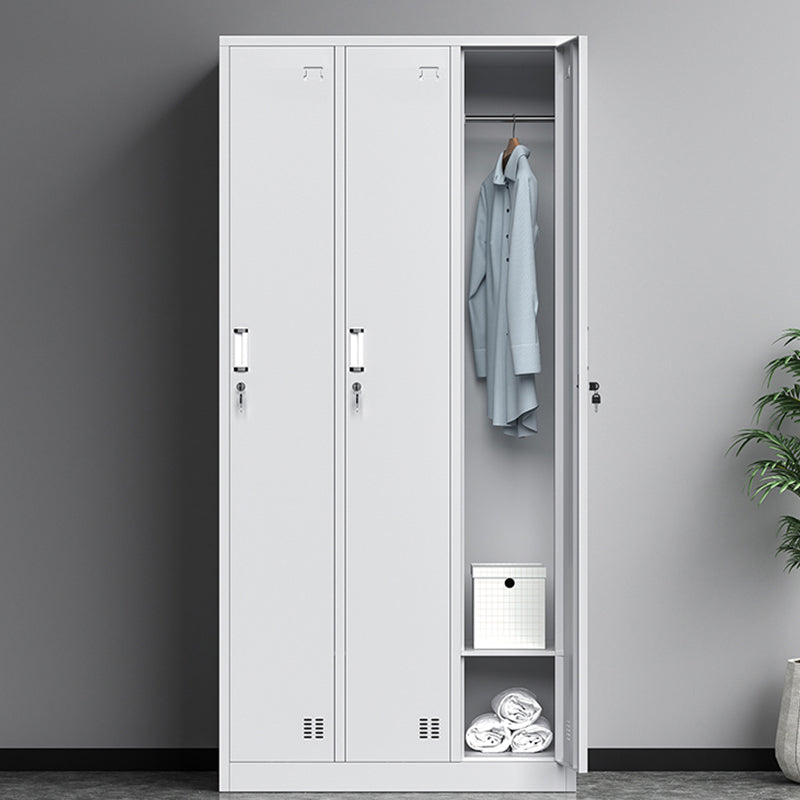 Grey Steel Storage Cabinet for Bathroom Contemporary Cabinet with Hinged Doors