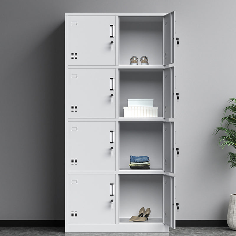Grey Steel Storage Cabinet for Bathroom Contemporary Cabinet with Hinged Doors
