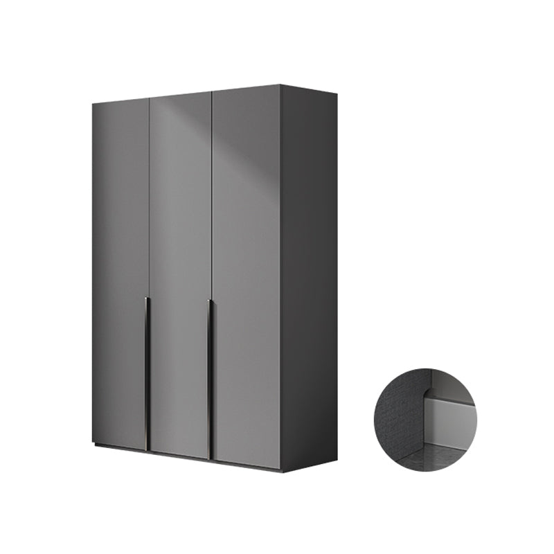 Contemporary Grey Storage Cabinet with Garment Rod Hinged Door Cabinet for Bedroom